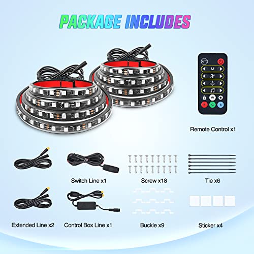 Truck Bed Light Strip RGB (2Pcs 60Inch RGBIC Bed Strip w/Remote+APP)