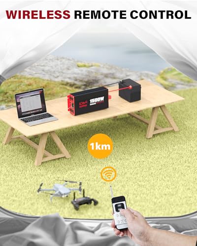 1500 Watt Pure Sine Wave Power Inverter DC 12V to AC 110 (1500W - 12V / Red)