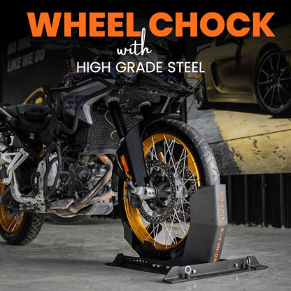 Universal Wheel Chock for Motorcycle Stand for Trailer Completely Adjustable Detachable Foldable Wheel Chock (Black V-1)