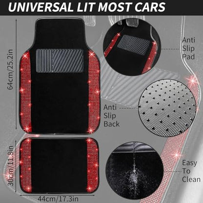 Red Bling Car Floor Mats Full Set (Red Diamond / Car Floor Mats (4 Pieces))