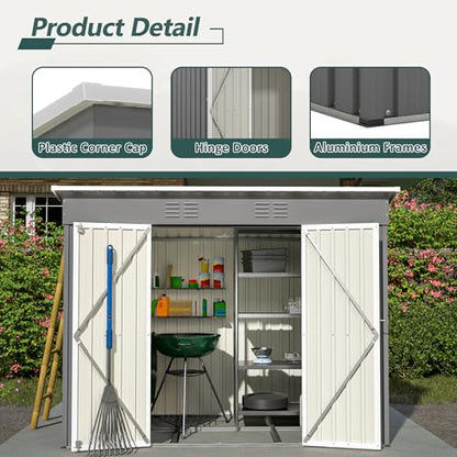 Outdoor Storage Shed (8x4 Ft-without window / Gray)