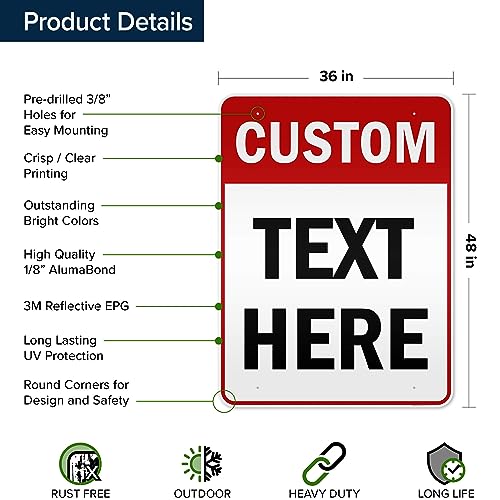 Custom Sign Custom Sign for Business (Header - Vertical / 36x48 - DiBound Reflective)