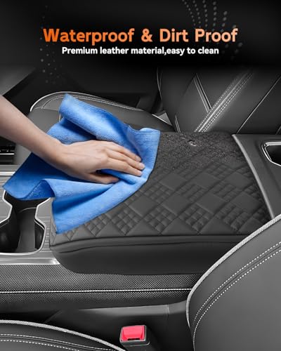 for 2024 2025 2026 GMC Sierra EV Center Console Cover Armrest Box Cover Sierra EV Accessories Console Arm Rest Protector Thickened (GMC Sierra EV Thickened Black Leather Square)