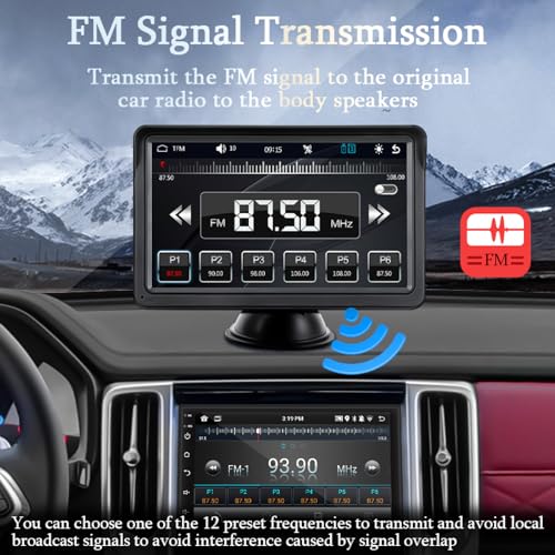 7" Portable Car Stereo Wireless CarPlay & Android Auto Screen for 2024 Latest Car Portable Touchscreen Display with Bluetooth
