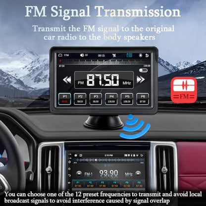 7" Portable Car Stereo Wireless CarPlay & Android Auto Screen for 2024 Latest Car Portable Touchscreen Display with Bluetooth