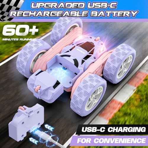 Pink Purple RC Stunt Car for Kids (Purple&pink Pro)