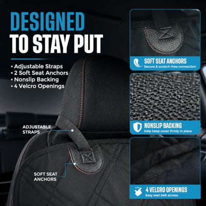 Bulldogology Dog Car Seat Cover 64"x60" Waterproof Heavy Duty Bench Dog Hammock Backseat Protector from Hair (Black / X-Large)