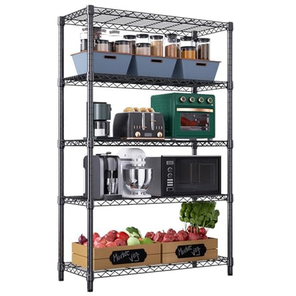 1750 lbs Steel Storage Shelving 5 (5 Tier, 17.7" D x 47.2" W x 72.3" H / Black)