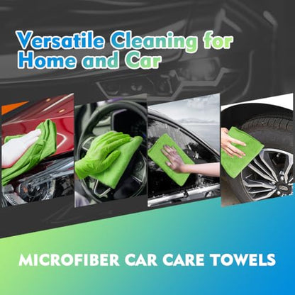 Green Microfiber Cleaning Cloth 12 Pack (Green / 12.5 x 12.5 Inch)