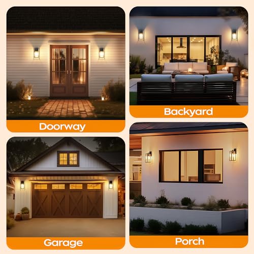 Dusk to Dawn Outdoor Light Fixtures Wall Mount (Black / 13.78 in (2-Pack))