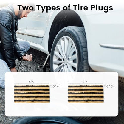 Flat Tire Repair Kit with Plugs 16 Pcs (Grey / 16pcs)