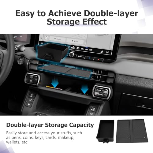 for 2026 RAV 4 Accessories Compatible with 2026 RAV 4 Center Console Organizer Armrest Console Secondary Storage Box Insert Tray & Center Console Wireless Charging Mat ABS Material Black 2