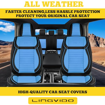 Front Car Seat Covers (Light blue-Black / Front)
