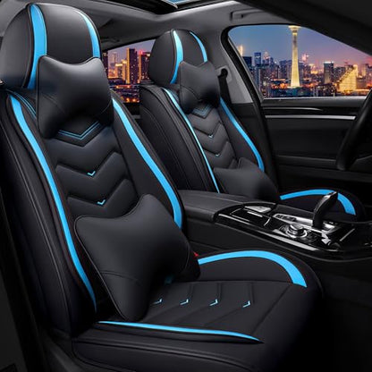 Car Seat Covers for Chrysler Pacifica 2004 (2 Pcs Front with Pillow / Black Blue)