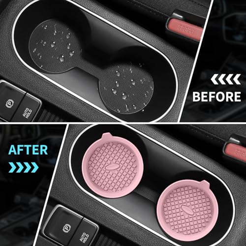 Car Cup Holder Coasters [4 Pack] Silicone Cups Mats (4 Pack-dusty Rose)