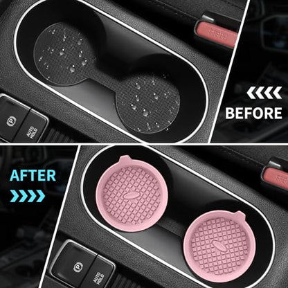 Car Cup Holder Coasters [4 Pack] Silicone Cups Mats (4 Pack-dusty Rose)