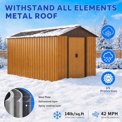8x10 FT Outdoor Storage Shed (8x10 FT/No Window / Coffee)