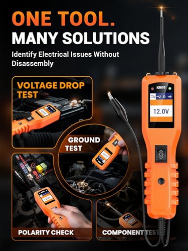 KM10 Power Circuit Probe Tester with Live Waveform Display (Red-Orange)