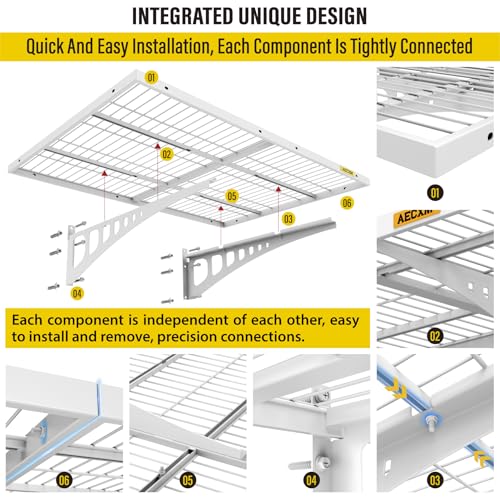 2x3ft 2Pack Wire Shelving Unit Heavy Duty Garage Storage Shelves Wall Mounted White 560lbs Load Capacity（24 (2x3ft / White)