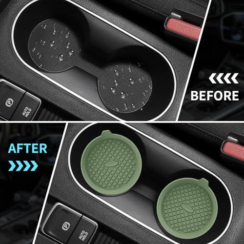 Car Cup Holder Coasters [4 Pack] Silicone Cups Mats (4pack-olive Green)