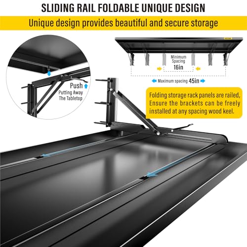 1.3x4ft Adjustable Rail Type Folding Storage Rack Shelf (1.3x4ft / Black)