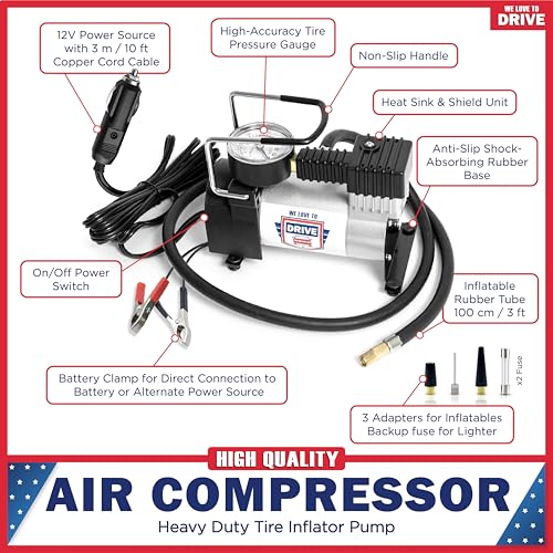 Tire Inflator Portable Air Compressor (Silver)
