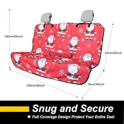 Back Seat Cover for Car Trucks Van SUV Jeep (Rear Bench Seat Towel / Santa Claus)