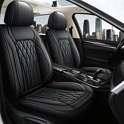 Leather Car Seat Covers Full Set (BLACK LINE / FULL SET)