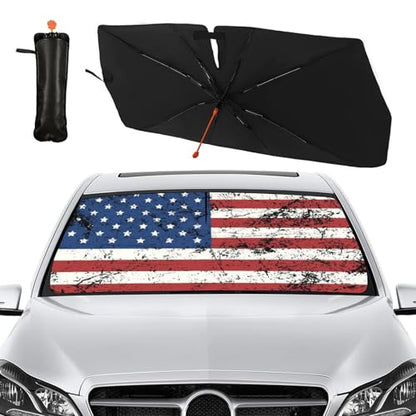American Flag Car Windshield Sun Shade Umbrella Patriot Sunshade (57X31 Inch / Color-USA2)