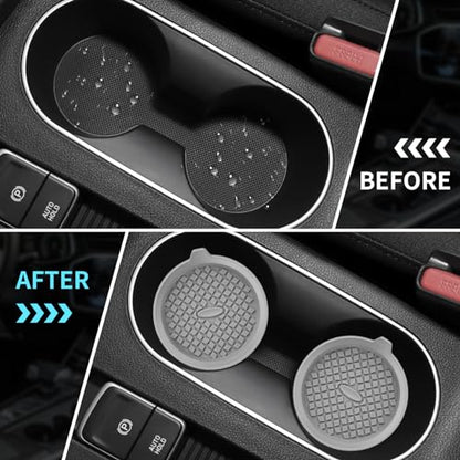 Car Cup Holder Coasters [4 Pack] Silicone Cups Mats (4 Pack-light Grey)