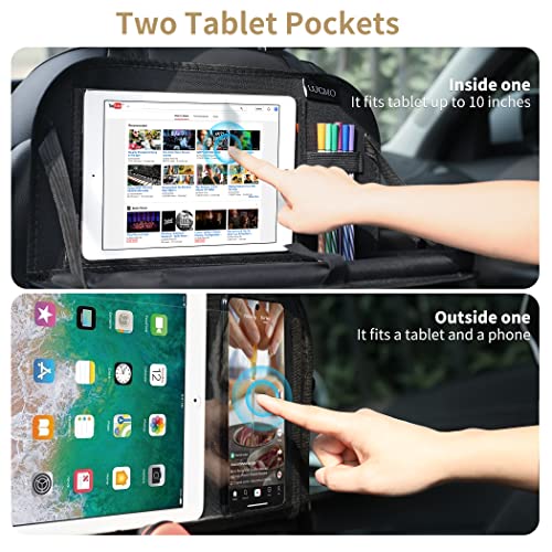 Car Backseat Organizer with Foldable Tablet Holder (Black-2 / 1 Pack with Food Tray)