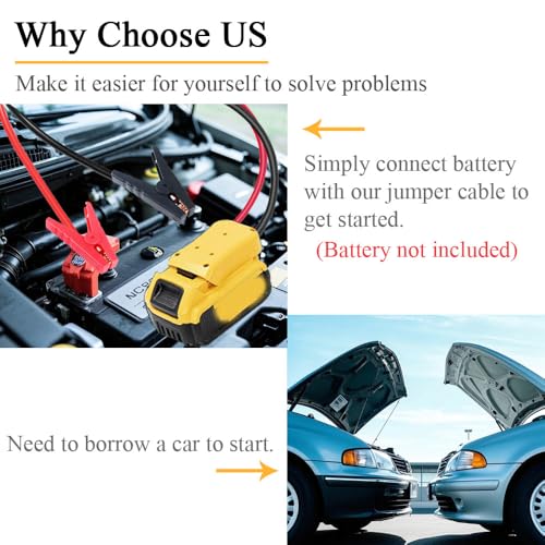 Jumper Cables with Adapter Compatible with Dewalt 20V Battery (2FT)