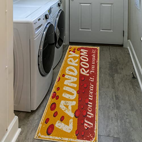 20" x 59" Laundry Room Rug (Yellow/Red Bubbles)