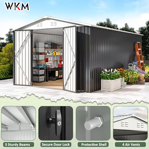 10x14 FT Outdoor Storage Shed for Backyard (White / 10x14 FT)
