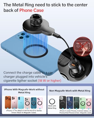Car Phone Mount for Toyota C (CHR CH-R 2019-2022 (8 inch) / Magsafe+ Wireless Charger)