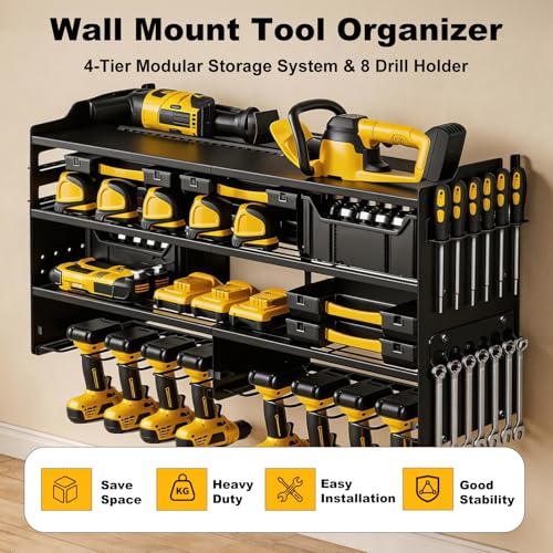 Large Power Tool Organizer Wall Mount Black (Black)