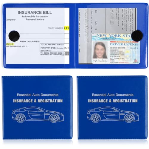 Car Registration and Insurance Card Holder (Leather Blue)