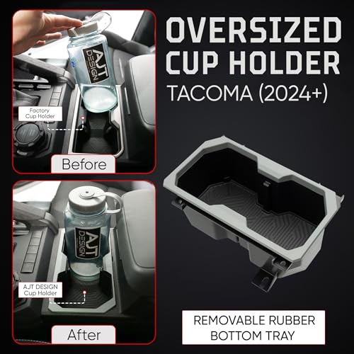 Oversize Cup Holder Compatible with Toyota Tacoma 2024+ (Lunar Rock/Black)