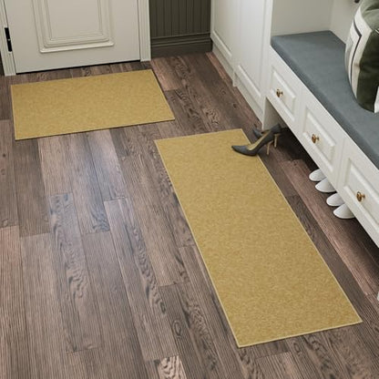 Kitchen Rug Set of 2 (Solid Beige)