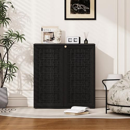 Outdoor Storage Cabinet Waterproof with Shelf (Black)