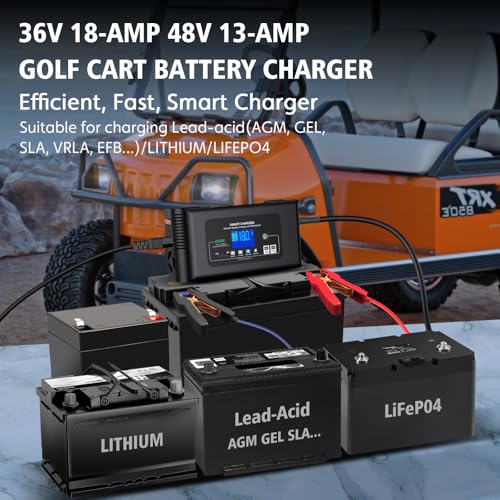Golf Cart Battery Charger 36V 18A and 48V 13A Trickle Charger (D Style Plug)
