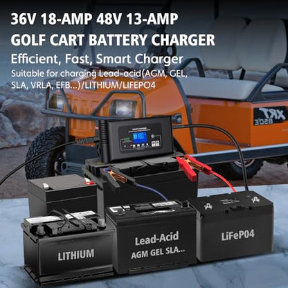 Golf Cart Battery Charger 36V 18A and 48V 13A Trickle Charger (D Style Plug)