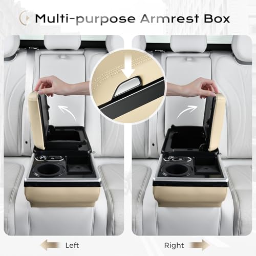 Universal Car Center Console with Wireless Charging & Cup Holder (Wireless Charging / Beige)