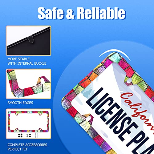 Pretty Glass License Plate Frame Stainless Steel Accessory 12.3x6.3 Inch (Pretty Cut Glass)