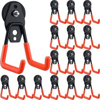 18 Pcs Large Magnetic Hooks Heavy Duty Garage Magnet Hooks Strong Storage Utility Magnetic Hangers with Anti Slip Rubber Coating for Indoor and Outdoor Hanging (Orange)