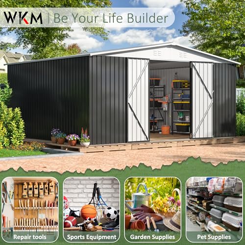 12x14 FT Outdoor Storage Shed (White / 12x14 FT)