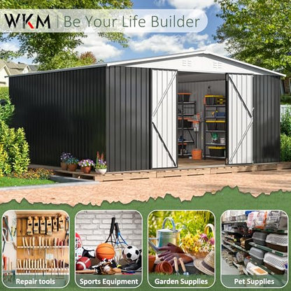 12x14 FT Outdoor Storage Shed (White / 12x14 FT)