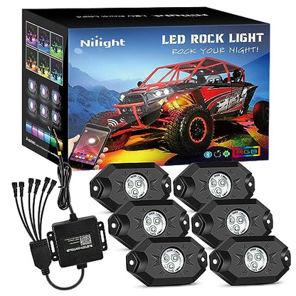 RGB LED Rock Lights Kit 6 Pods Underglow Multicolor Neon Pod (6 Pods / RGB 3LED)