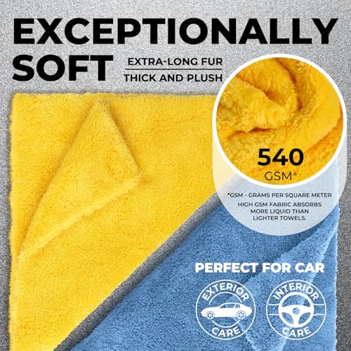 Edgeless Microfiber Car Towels (Blue and Yellow)