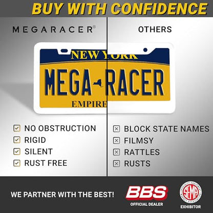 Premium Slim Gloss White License Plate Frames (White / 2 Piece)